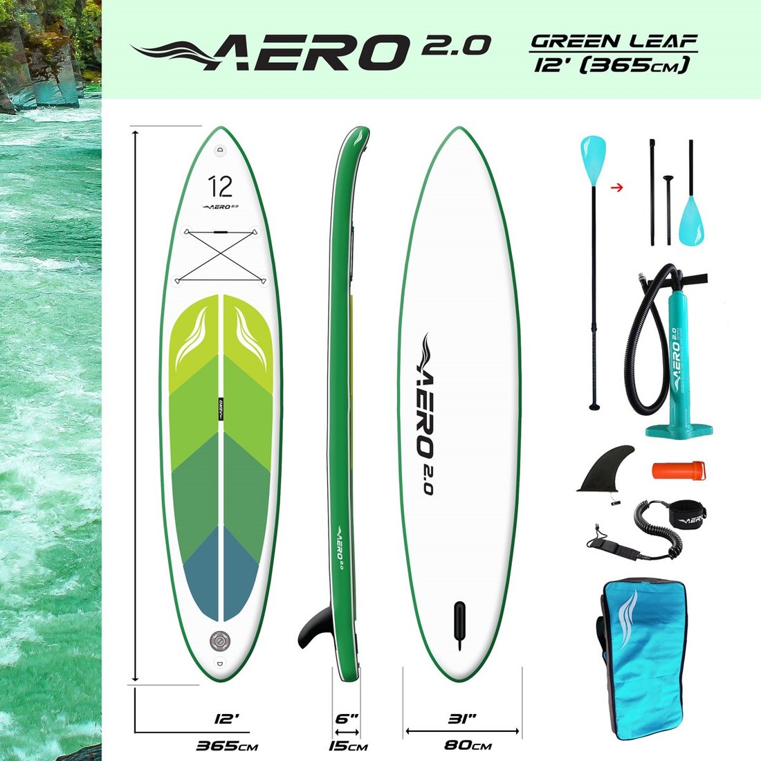 

Сапборд AERO 2.0 Green Leaf 12