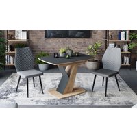 Кухонный стол Трия Гарда тип 1 (дуб крафт золото/стекло матовое черный графит)