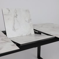 Кухонный стол Lepremo AV 1208 HPL+МДФ раздвижной 1200-1600x800 (виктори натуральный/черный)