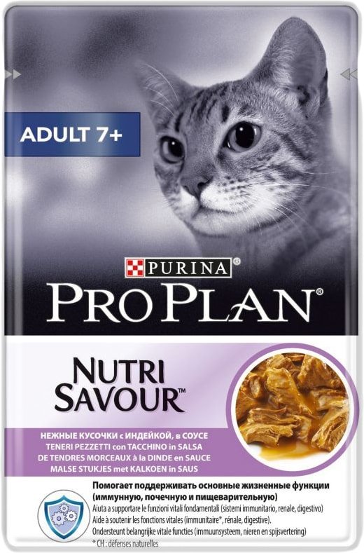 

Пресервы Pro Plan Nutrisavour Adult 7+ с индейкой в соусе 85 г