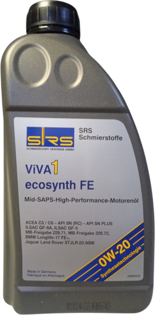

Моторное масло SRS VIVA 1 ECOSYNTH FE 0W-20 1л