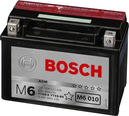 

Мотоциклетный аккумулятор Bosch M6 YT9B-4/YT9B-BS 509 902 008 (8 А·ч)