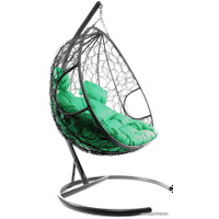 Подвесное кресло M-Group Для двоих 11450304 (серый ротанг/зеленая подушка)