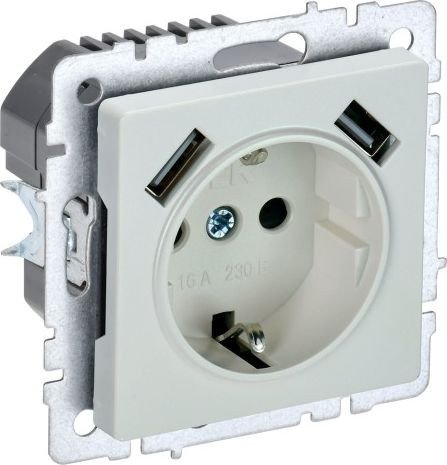 

Розетка IEK Brite BR-R14-16-U21-D21-K36