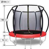 Батут GetActive Jump PRO 10FT с лестницей и внутренней сеткой (красный)