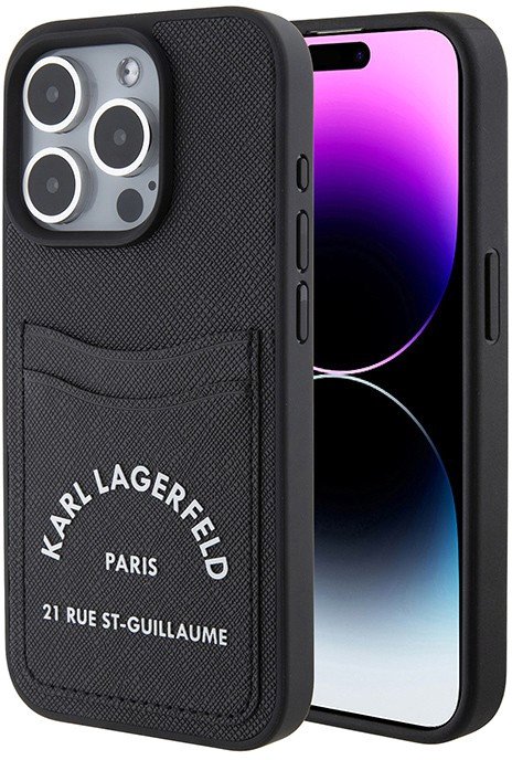

Чехол для телефона CG Mobile Lagerfeld Cardslot PU Saffiano RSG 3D rubber logo Hard для iPhone 15 Pro Max KLHCP15XSAPRSGK