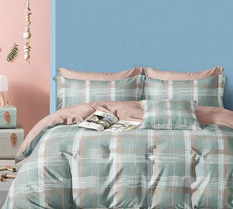 2-спальный комплект постельного белья Реноме 2сп Оливковая коллекция. Простыня на резинке УУ 2500 (поплин)