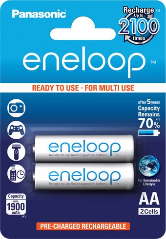 Panasonic Eneloop AA 1900mAh 2 шт. (BK-3MCCE/2BE)