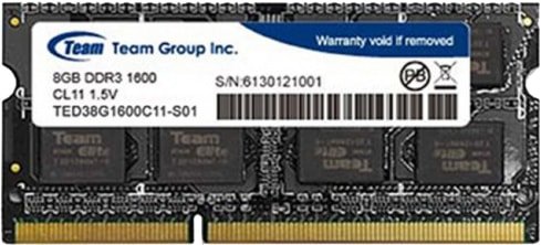 

Оперативная память Team Elite 8GB DDR3 SODIMM PC3-12800 TED38G1600C11-S01