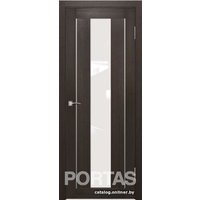 Межкомнатная дверь Portas S25 80x200 (орех шоколад, стекло lacobel белый лак)