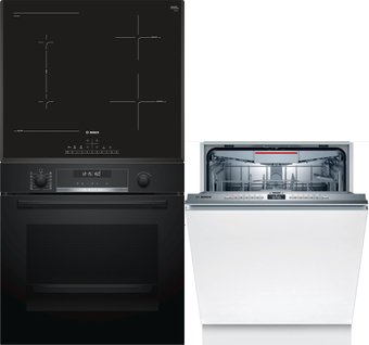 Комплект встраиваемой техники Bosch HBA578BB0 + PVS651FB5E + SMV4HVX31E