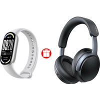Фитнес-браслет Xiaomi Smart Band 10 (серебристый, с белым силиконовым ремешком, международная версия) + наушники McDodo T02 (черный) по акции