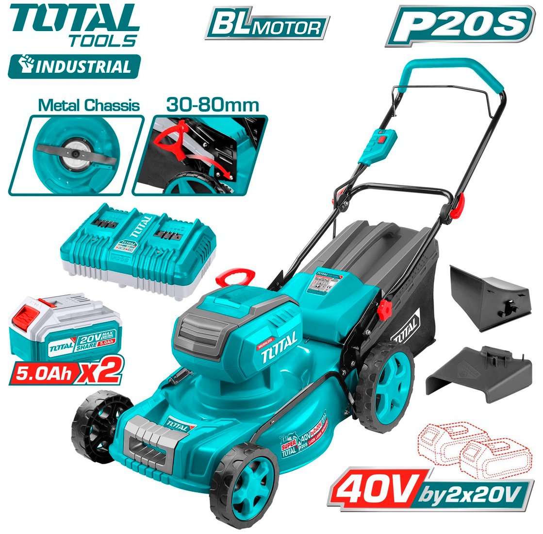 

Газонокосилка Total TLMLI20186 (с 2-мя АКБ)