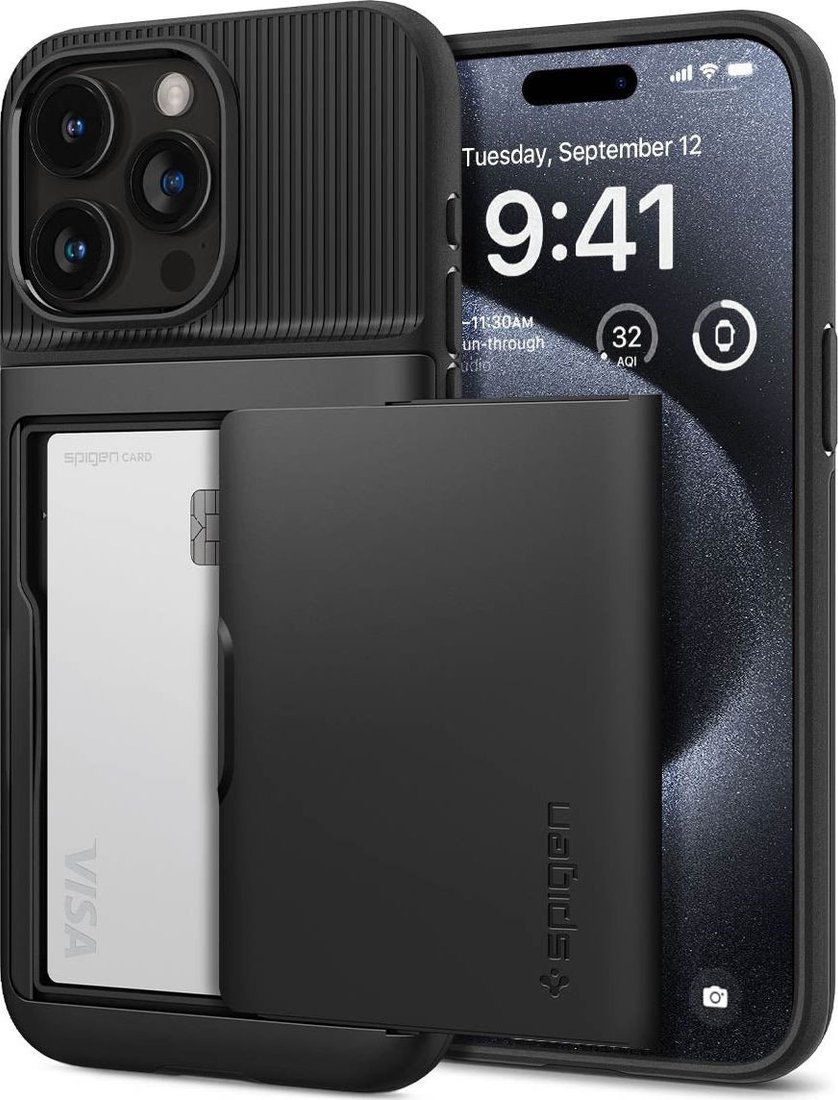 

Чехол для телефона Spigen Slim Armor CS для iPhone 15 Pro ACS06728 (черный)