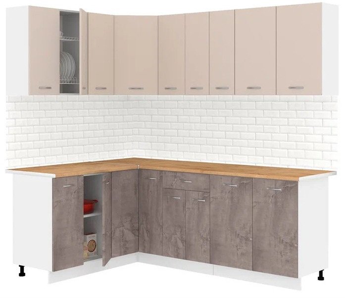 

Готовая кухня Кортекс-мебель Корнелия Лира 1.5x2.2 (капучино/оникс/дуб бунратти)