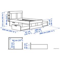 Кровать Ikea Бримнэс 200x180 (белый, лурой) 193.986.08