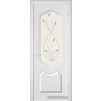 Межкомнатная дверь Юркас Орхидея ДО ПВХ 90x200 (белоснежный, стекло матовое с фьюзингом)