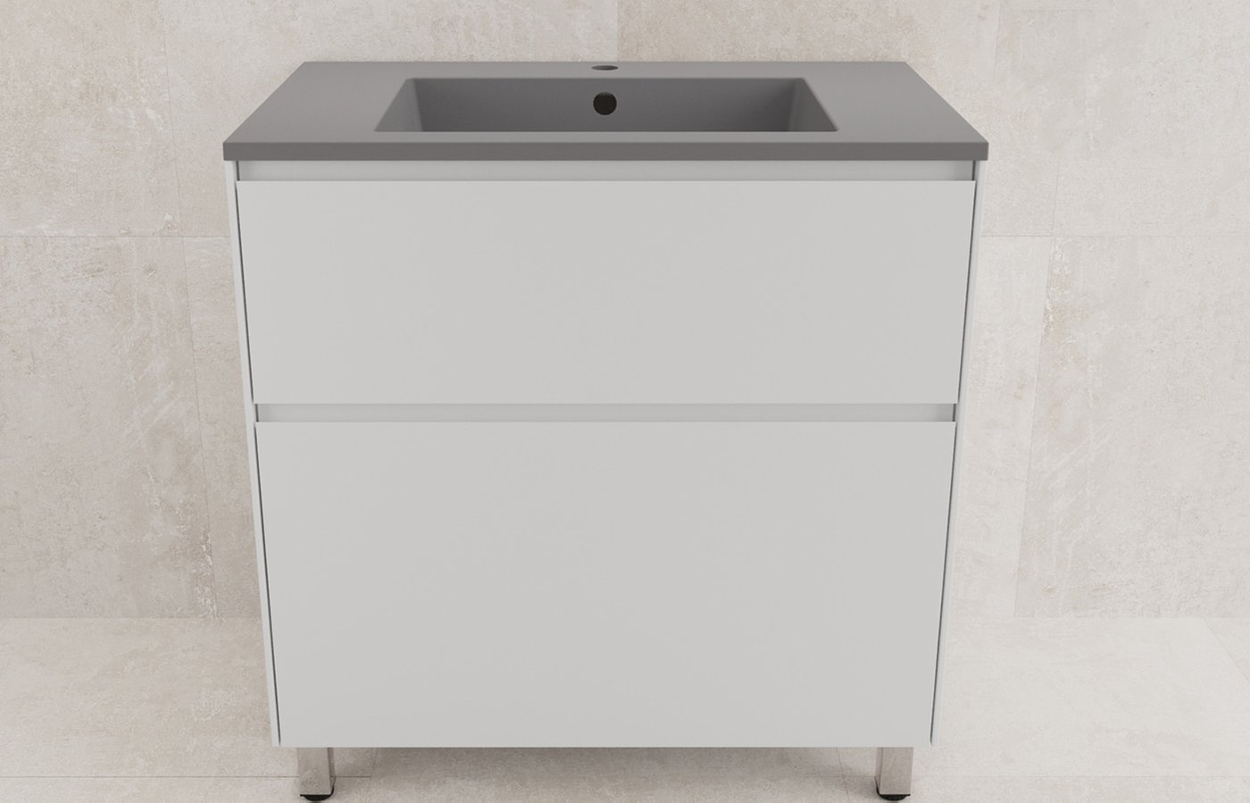 Symbolite Тумба под умывальник Лима 80 Line Plus 2 ящика + Line 80x48 (белый матовый/серый шелк)