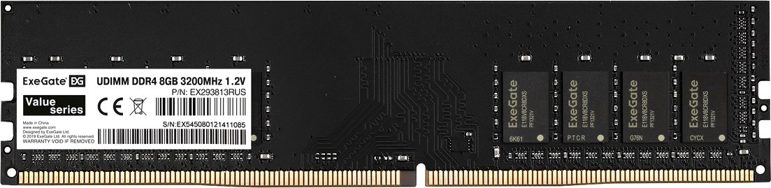 

Оперативная память ExeGate Value 8ГБ DDR4 3200 МГц EX293813RUS