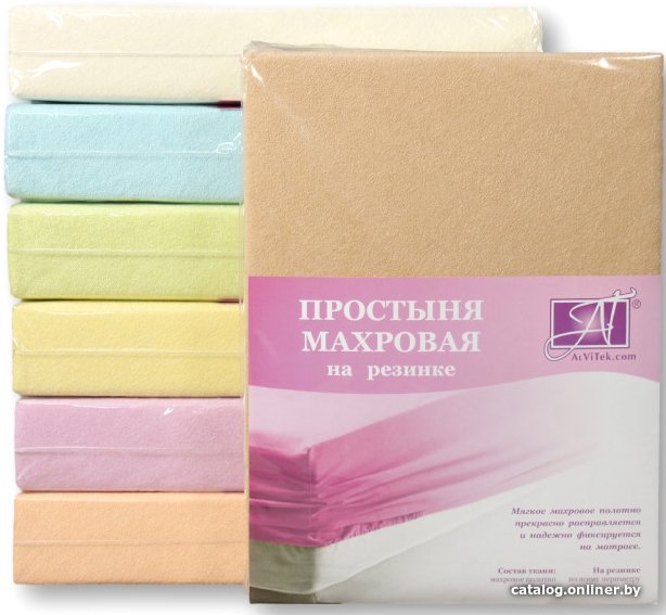 Простыня Альвитек Махровая на резинке 90x200x20 ПМР-БЕ-090 (бежевый)