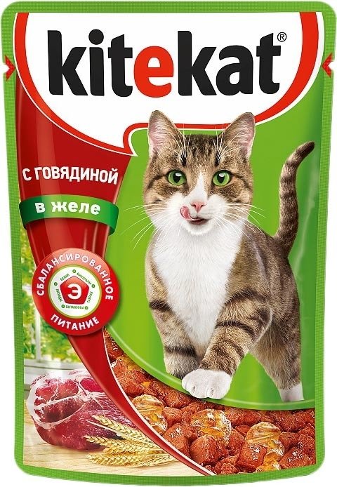 

Пресервы Kitekat с говядиной в желе 85 г