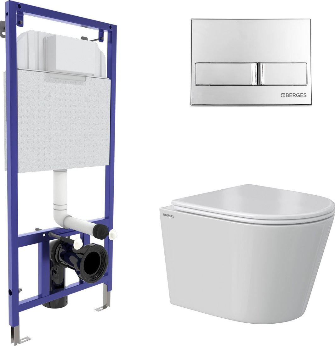 

Унитаз подвесной Berges Wasserhaus Vita Rimless 043371 (с сиденьем)