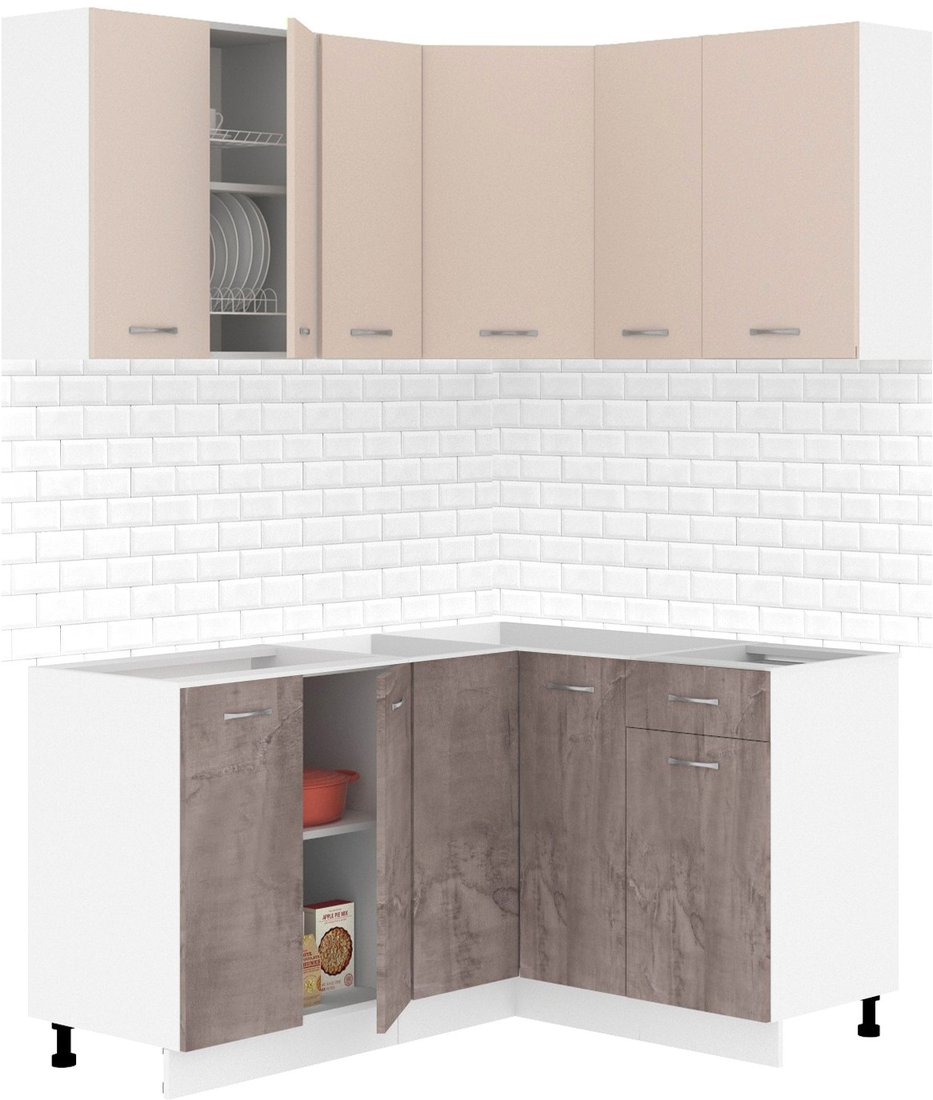 

Готовая кухня Кортекс-мебель Корнелия Лира 1.5x1.3 без столешницы (капучино/оникс)