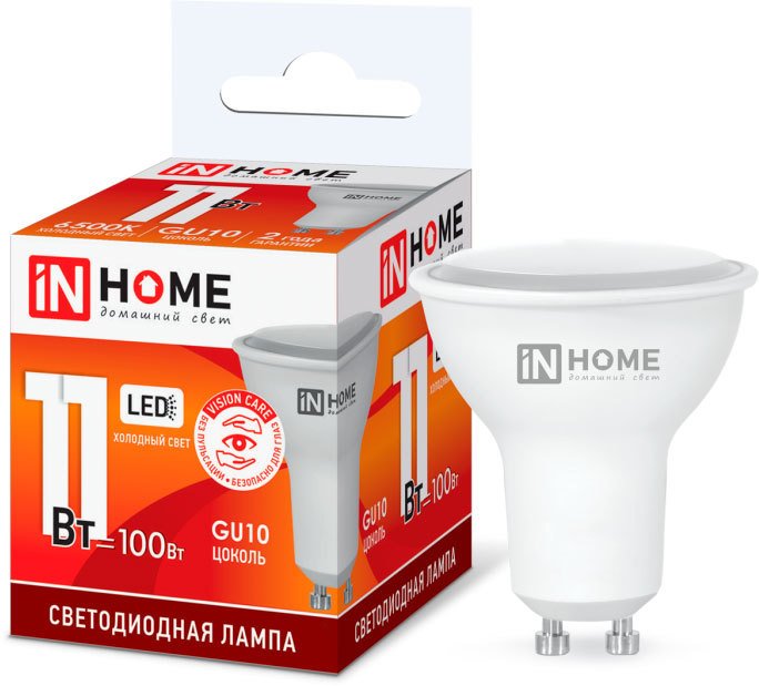 

Светодиодная лампочка In Home LED-JCDRC-VC 11Вт 230В GU10 6500К 990Лм 4690612024783