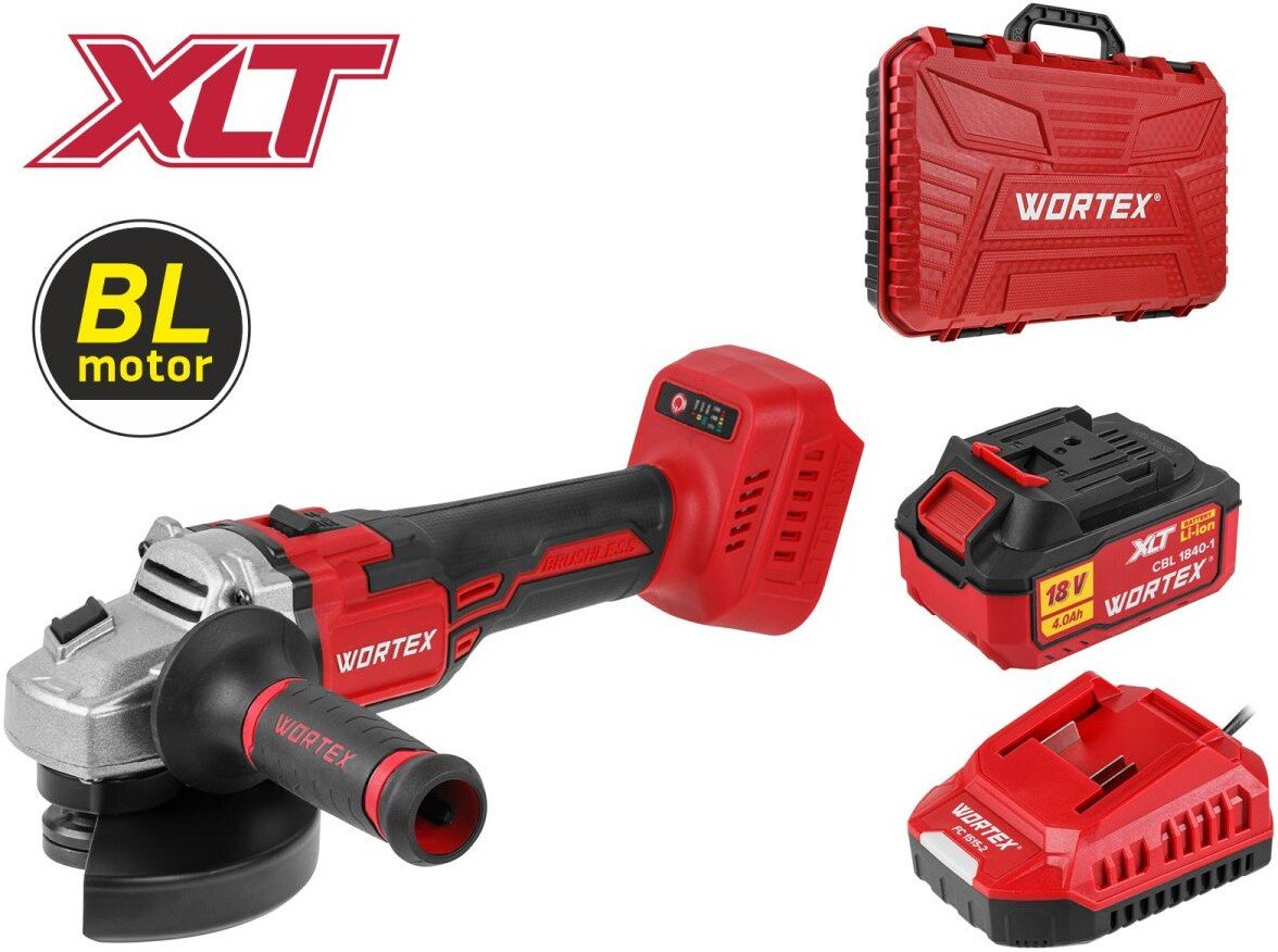 Угловая шлифмашина Wortex CAG 1812 S ALL1 XLT SET 2329179 (с 1-им АКБ, кейс)