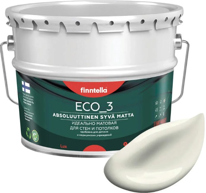 

Краска Finntella Eco 3 Wash and Clean Antiikki F-08-1-9-LG41 9 л (белый)