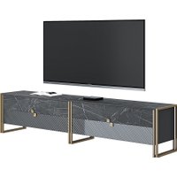 Тумба Involux ТВ Неаполь 6162 (черный мрамор/графит/черный глянец/металл золото)