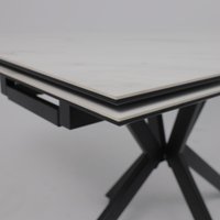 Кухонный стол Lepremo AV 2111 МДФ+керамика раздвижной 1200-1800x800 (белый матовый Snow White/черный)