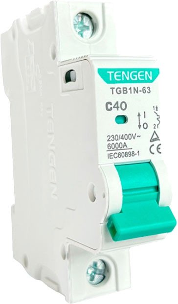 

Выключатель автоматический Tengen TGB1N-63 1P 40A C 6kA 1M TGB1N-63-1-40C