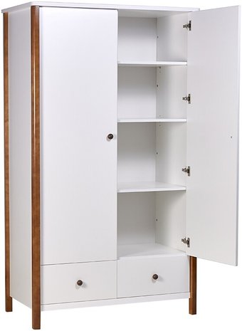 Шкаф распашной Polini Kids Simple двухсекционный с ящиками 0002770.165 (белый/дуб крафт)
