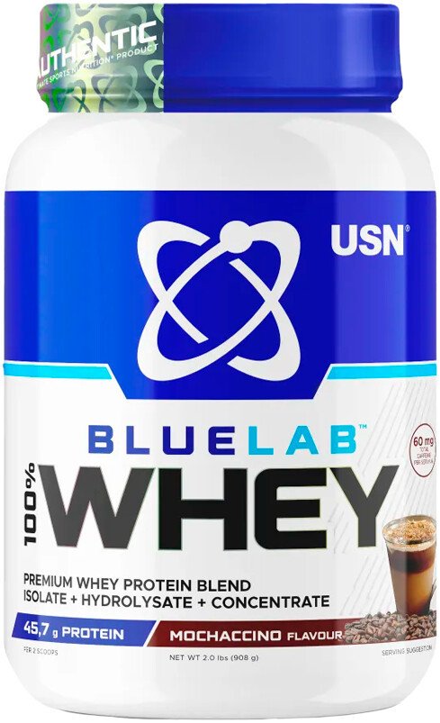 Протеин сывороточный (изолят) USN BlueLab 100% Whey (908 г, моккачино)