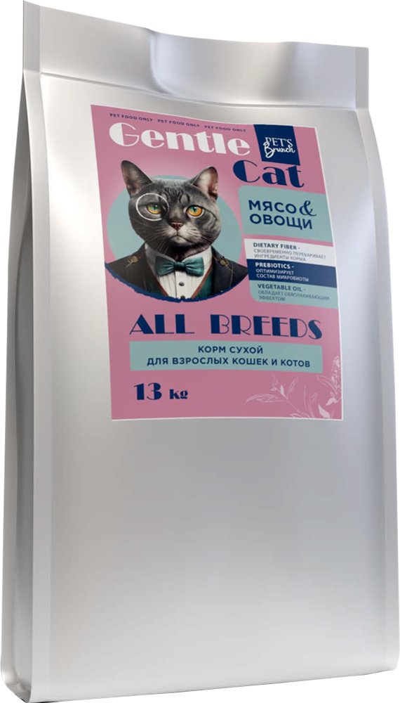 

Сухой корм для кошек Pet's Brunch Gentle Cat c мясом и овощами 13 кг