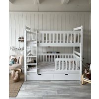 Двухъярусная кровать Kinderwood Вуди-3 200х90 с ящиками (белый)