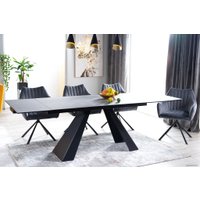 Кухонный стол Signal Salvadore Ceramic 160/240x90 (серый мрамор/черный матовый)