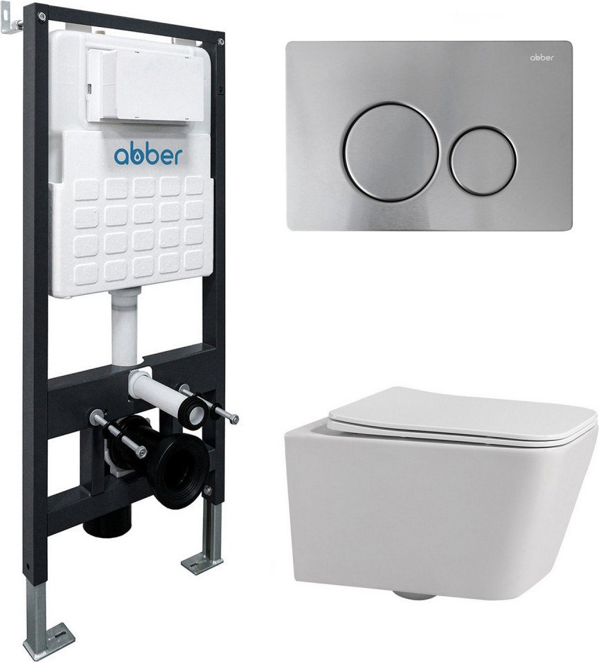 Унитаз подвесной Abber Rechteck AC1201-AC0105-AC0121MCH (с кнопкой смыва)