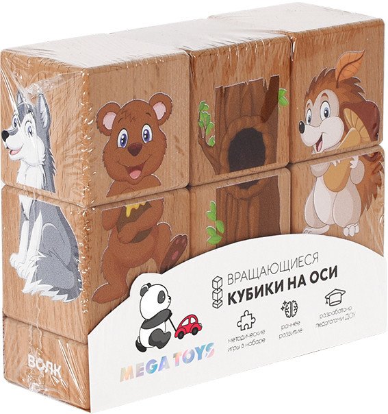 

Кубики Mega Toys Кубики на оси Лесные животные 15203