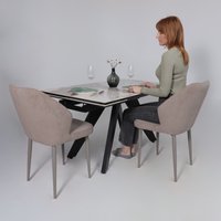Кухонный стол Lepremo AV 2122 МДФ+керамика раздвижной 1400-2000x850 (белый глянцевый Pandora/черный)