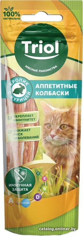 Лакомство для кошек Triol Аппетитные колбаски из кролика с курицей (40 г)