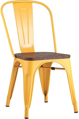 Стул Stool Group Tolix Wood YD-H440B-W LG-06 (желтый глянцевый/темное дерево)