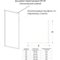 Душевая стенка Veconi 70x200 KR81B-70-01-C8 (стекло прозрачное/черный)