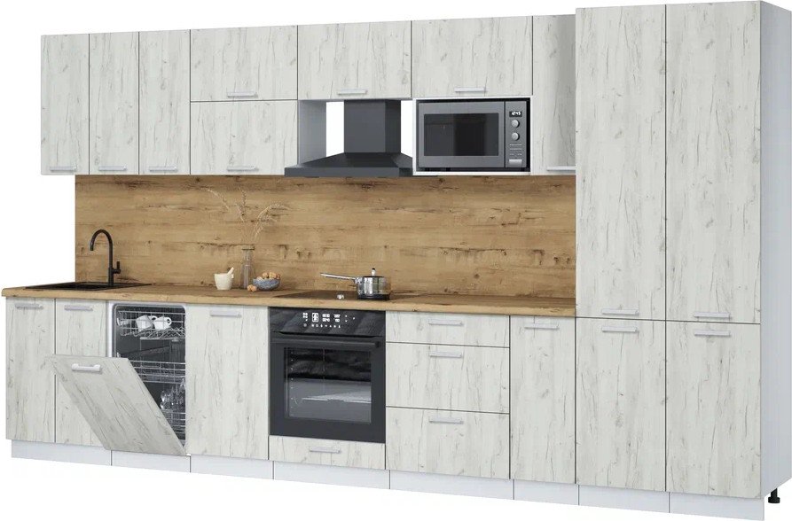 

Готовая кухня Интерлиния Мила Лайт 3.8-ПМ4 (дуб белый/дуб белый/дуб бунратти)