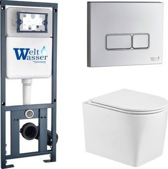 Унитаз подвесной WeltWasser Marberg 410 + Nesenbach 004 GL-WT + Mar 410 SE-CR