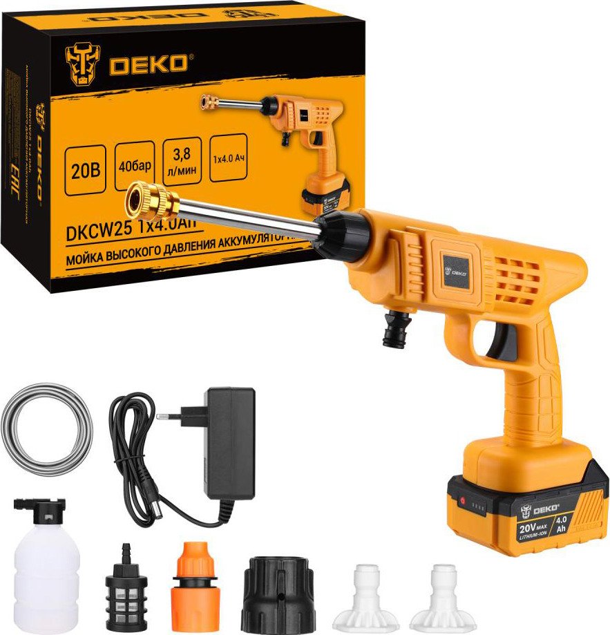 

Мойка высокого давления Deko DKCW25 063-4490 (с 1-им АКБ)