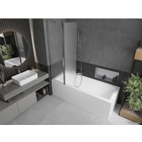 Стеклянная шторка для ванны Mexen Flip Chrome Matt 100