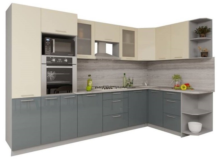 

Готовая кухня Интерлиния Мила Gloss 1.68x3.2 правая (ваниль-асфальт)