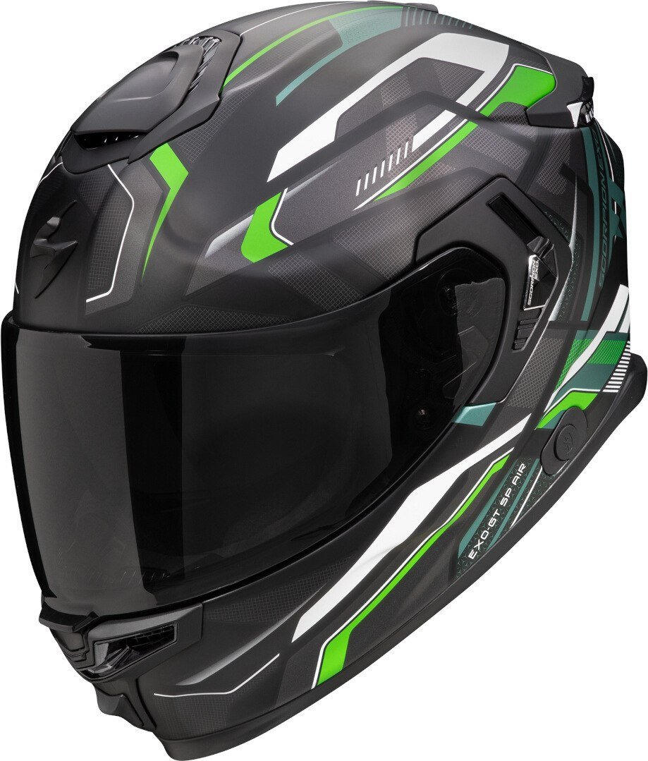 Мотошлем Scorpion Exo Exo-Gt Sp Air Augusta (р. XL, черный матовый/серый/зеленый)